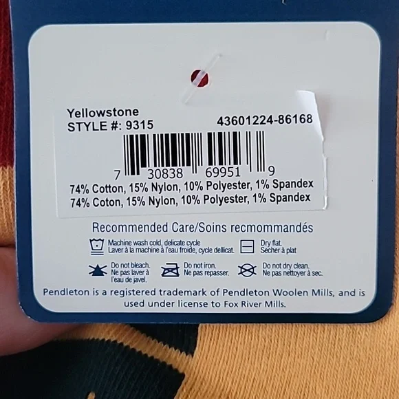 NWT Pendleton Yellowstone Crew Socks National Park Collection Size Large Firm - Picture 4 of 4